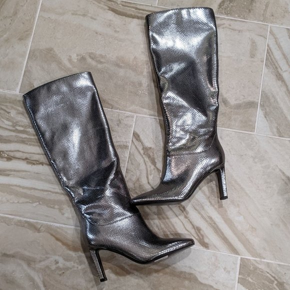Nine West Shoes - Nine West Metallic Shiny Knee High Boots 6.5